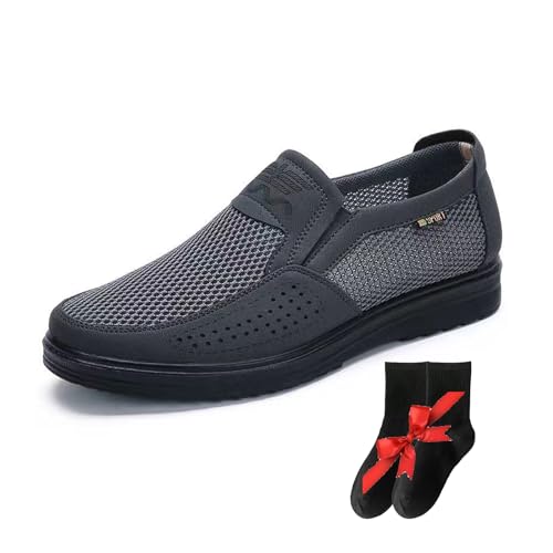 LTHTX Herren-Wanderschuhe, verlängerte Breite, Fuß und Ferse, bequem, atmungsaktiv, Netz-Schuhe, lässiger Slipper, Sommerschuhe für Herren, 2024 Loafers, grau, 39 EU von LTHTX