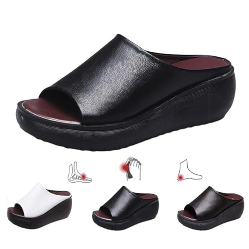 LTHTX Orthopädische Sandalen 2024, Sommer, bequem, orthopädisch, Leder, Keilabsätze, elegante Wandersandalen mit Fußgewölbeunterstützung, Schwarz , 38 EU LTHTX Orthopädische Sandalen 2024, Sommer, bequem, orthopädisch, Leder, Keilabsätze, elegante Wandersandalen mit Fußgewölbeunterstützung, Schwarz , 38 EU von LTHTX