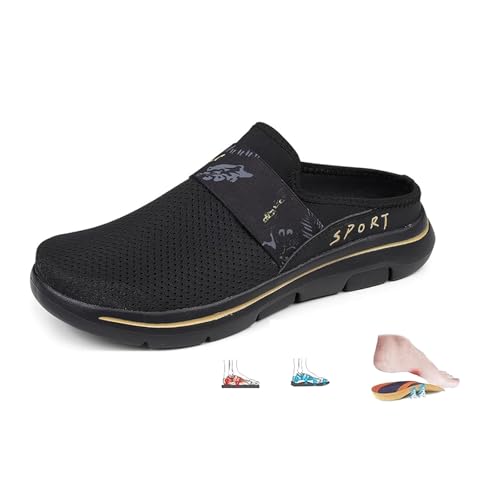 LTHTX Unisex Sommer Hausschuhe Herren Clogs & Pantoletten, Leichte Atmungsaktive Pantoffeln Slip on Walking Gartenschuhe Freizeit Schuhe Für Damen Herren (Schwarz,46) von LTHTX