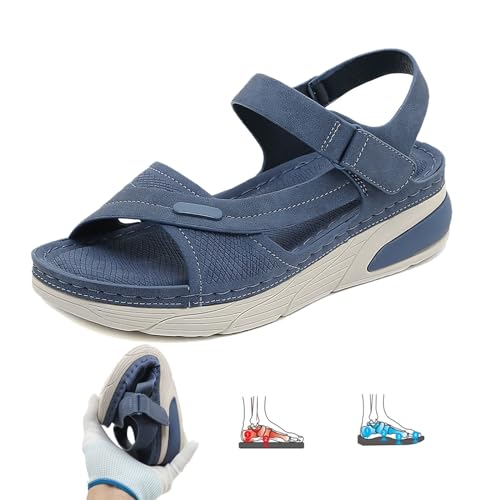 LTHTX Wandersandalen für Damen, leichte Keilsandalen für Damen, 2024, bequeme orthopädische Sandalen mit Fußgewölbeunterstützung, königsblau, 39 EU von LTHTX