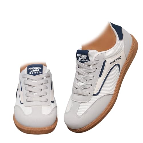 Modische Damen-Sneaker, Schnürung, niedrig, sportlich, lässig, bequem, atmungsaktiv, Sport-Laufschuhe, rutschfeste Skate-Schuhe, blau, 34.5 EU von LTHTX