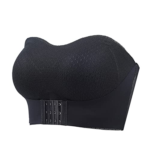 Unsichtbarer, trägerloser Super Push-Up-BH, Frontverschluss, trägerloser BH für große Brust, Frauen, rutschfester Push-Up-Bandeau-BH, kein Bügel, Lift-Up-BH (schwarz, 2XL 40/90CD) von LTHTX