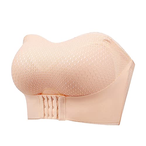 Unsichtbarer trägerloser Super Push-Up-BH, Frontverschluss, trägerloser BH für große Brust, Frauen, rutschfester Push-Up-Bandeau-BH, kein Bügel, Lift-Up-BH (Haut, 2XL 40/90CD) von LTHTX