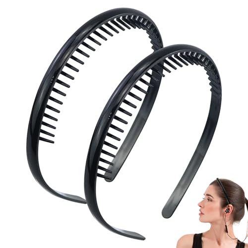 2 Stück Unisex Haifischzahn Kamm Stirnband Anti-Rutsch Sport Haarband mit Zahngriff von LTISHABILTD