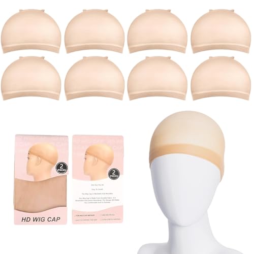 8 Stück HD-Perückenkappen, ultradünn, hautähnlich, kahle Kappen für Damen und Herren, atmungsaktive, dehnbare Nylon-Perückenkappen, um Perücken an Ort und Stelle zu halten, unsichtbares 8 Stück HD-Perückenkappen, ultradünn, hautähnlich, kahle Kappen für Damen und Herren, atmungsaktive, dehnbare Nylon-Perückenkappen, um Perücken an Ort und Stelle zu halten, unsichtbares von LTMMC