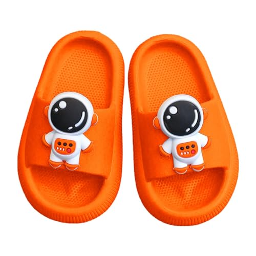 LTWOTEJNG Hausschuhe Mädchen Dusche Sandale Sommer Cartoon rutschfeste Badezimmer Wasserschuhe für Kleinkind Warme Kinderhausschuhe (Orange, 28 Little Child) von LTWOTEJNG