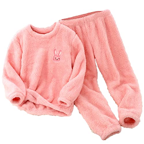 LTWOTEJNG Kleinkind Jungen Mädchen Winter Langarm Cartoon Prints Fleece Pyjamas Tops Hosen 2 STÜCKE Outfits Kleidung Set Polizei Schlafanzug Kinder (Pink, 11-12 Years) von LTWOTEJNG