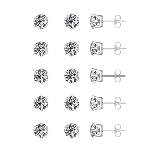 LTZB 5 mm kleine Damen-Ohrstecker aus Edelstahl rund klar Zirkonia Ohrstecker (5 Paar) von LTZB