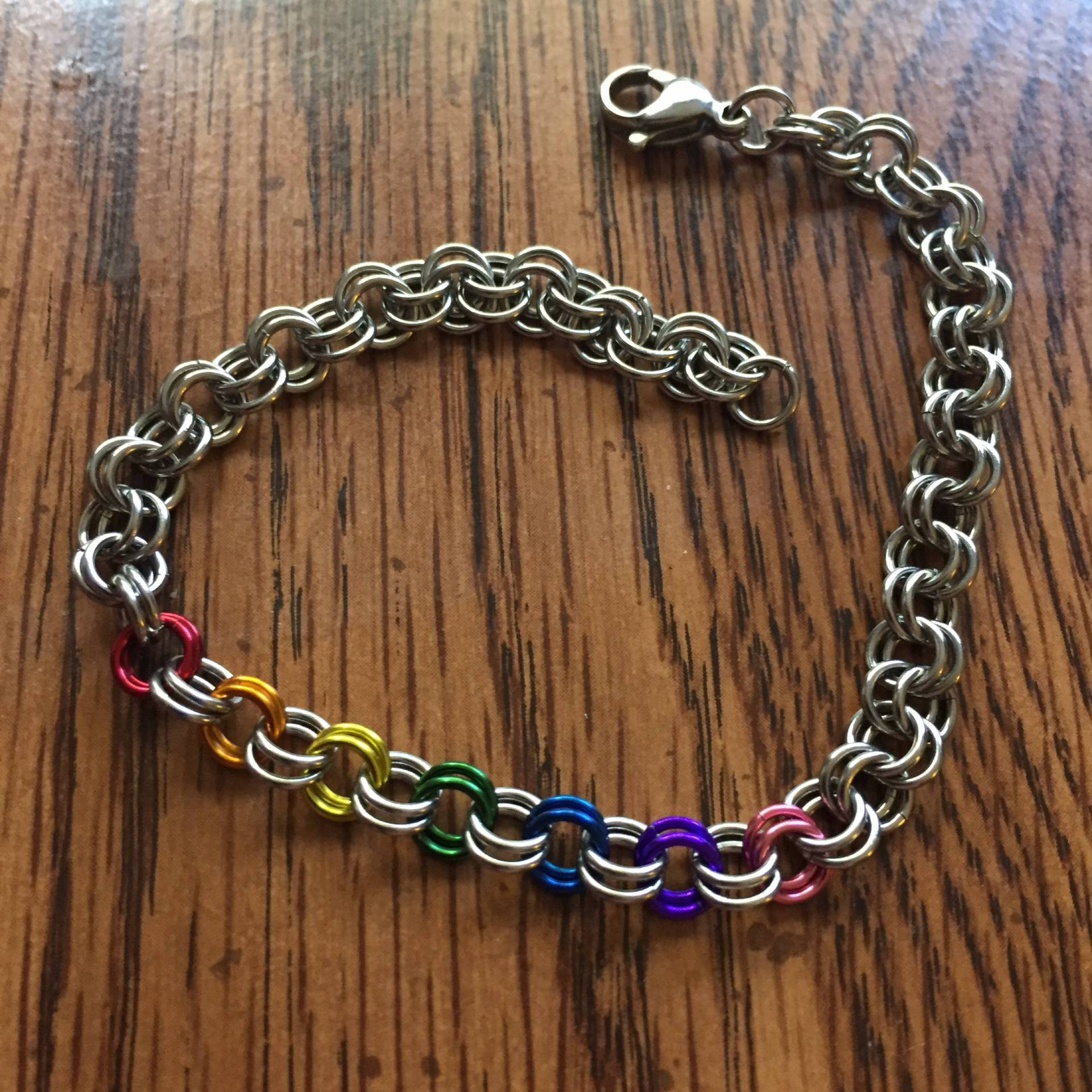 Rianbow Chainmaille Armband - 2 in 2, Edelstahl Und Aluminium Rianbow Chainmaille Armband - 2 in 2, Edelstahl Und Aluminium von LTsMailleOrder