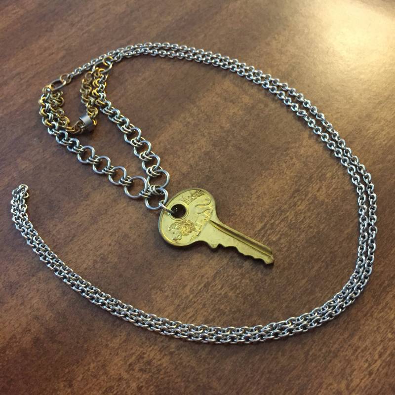Schlüssel-Halskette - Chainmaille, Gemischtemetall, Lang von LTsMailleOrder