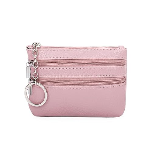 Damen Mini Geldbörse Münzbeutel Klein Portemonnaie Geldbeutel mit Reißverschluss und Schlüsselring Coin Purse Wallet Münzbörse (Rosa) von LUANGHUAN