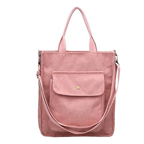 LUANGHUAN Damen Handtasche Cord Shopper Schultertasche Casual Umhängetaschen Groß Schultertasche Tote Geldboerse Cute Travel Beuteltasche (Rosa) von LUANGHUAN