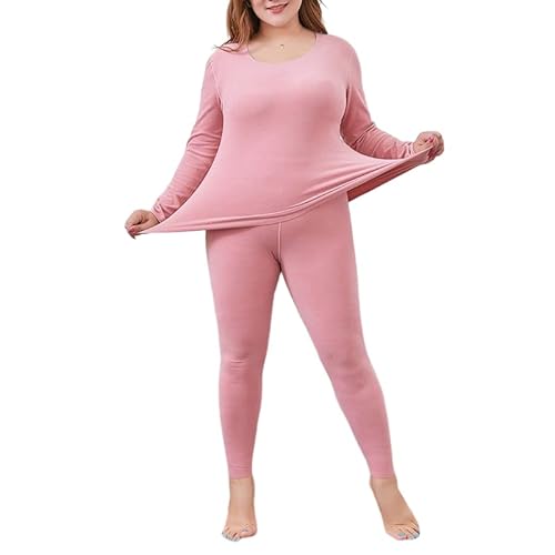 LUBOSE Damen Thermounterwäsche Set hautfreundliche Unterwäsche im Winter Hohe Taille Unterwäsche im Herbst und Winter (L, Rosa) von LUBOSE