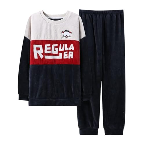 LUBOSE Flanell Herren Pyjama Anzug - Warm und Bequem 2-teiliger Winter Pyjama (3XL, Affe) von LUBOSE