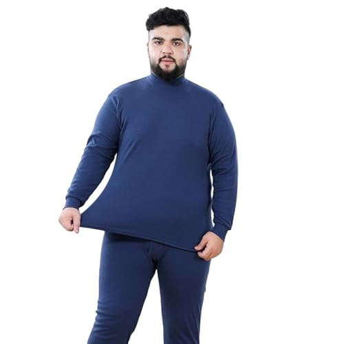 LUBOSE Herren Baumwolle Thermounterwäsche Set Super Weich Unterwäsche Set Langarm Hosen Set (5XL, Marineblau) von LUBOSE