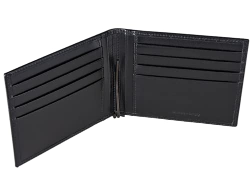 Geldbörse mit Geldklammer Made in Germany Kalbleder glatt schwarz | Herren Portemonnaie Leder mit Edelstahl Geldscheinklammer, RFID-Schutz von LUCA