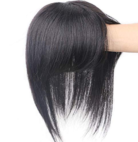 Haarteil aus menschlichem Haar, lockig, gewellt, natürlicher Look, Toupee, inklusive Ersatzklammer, unsichtbar, für Frauen mit dünner werdendem oder weißem Haar, 13 x 13 cm von LUCASY
