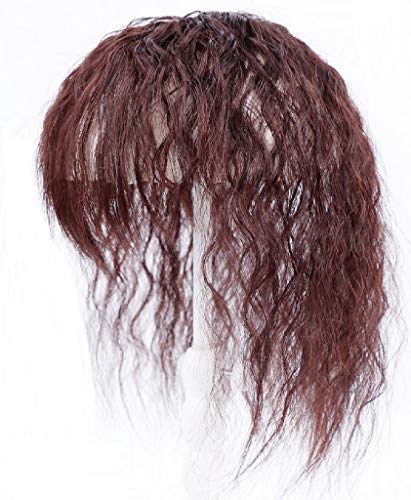 Haarteil aus Echthaar, Toupet, gelockt, gewellt, natürlicher Look, Ersatz-Haar-Clip, unsichtbar, für Frauen mit dünner oder weißer Haarbasis, 8 x 12 cm, 25 cm, Dunkelbraun Haarteil aus Echthaar, Toupet, gelockt, gewellt, natürlicher Look, Ersatz-Haar-Clip, unsichtbar, für Frauen mit dünner oder weißer Haarbasis, 8 x 12 cm, 25 cm, Dunkelbraun von LUCASY