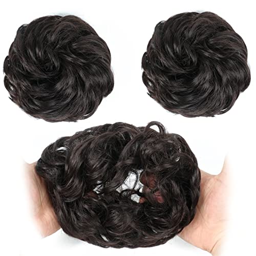 Bun Haarteile Elastisches Band mit Haar Messy Bun Mode Mädchen Curly Scrunchie Chignon mit elastischem Band Haarteile Donut for Frauen Echthaar Haarteil Haargummi (Color : M2-33) von LUCBEI