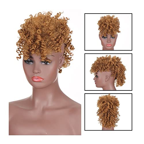 Klauen-Chignon für Einclipsen Afro High Puff Hair Bun Pferdeschwanz-Verlängerungen mit Pony, synthetische, kurze, verworrene, lockige Mohawk-Haarteile, Clip-in-Haarverlängerungen for schwarze Frauen Z von LUCBEI