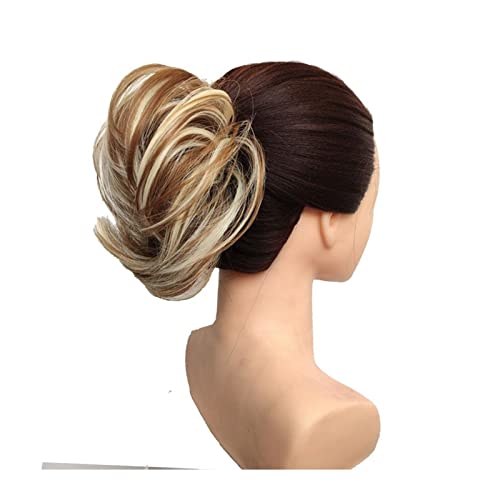 Klauen-Chignon für Einclipsen Unordentliches Haarknotenstück Verlängerung elastisches Gummiband Kunsthaar Chignons Donut Hochsteckfrisur Scrunchy Haarteile for Frauen Mädchen Zerzaustes Messy Bun Haar von LUCBEI