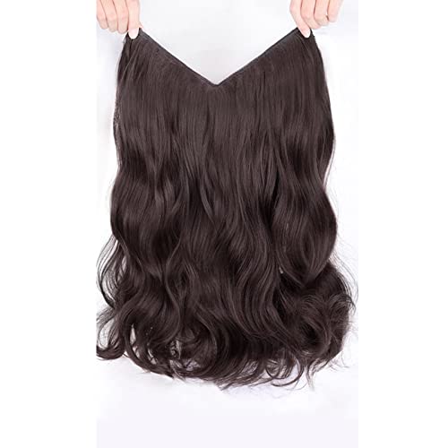 Perücken Einteiliges Perückenstück Große Welle U-förmige Locken Flauschiges Haarvolumen Perücke Mädchen Langes Haar Keine Spur Haarverlängerungsstück perücke fasching ( Color : Dark brown , Size : 60C von LUCBEI