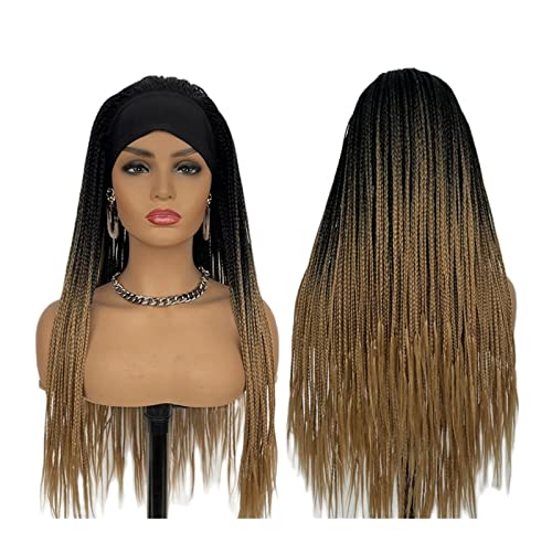 Perücken Geflochtene Stirnbandperücke for schwarze Frauen, 22-28" lange Box geflochtene Perücken Twist Crochet Hair Cornrow Braid Perücke synthetische Stirnbandperücke Für die tägliche Party. (Color von LUCBEI