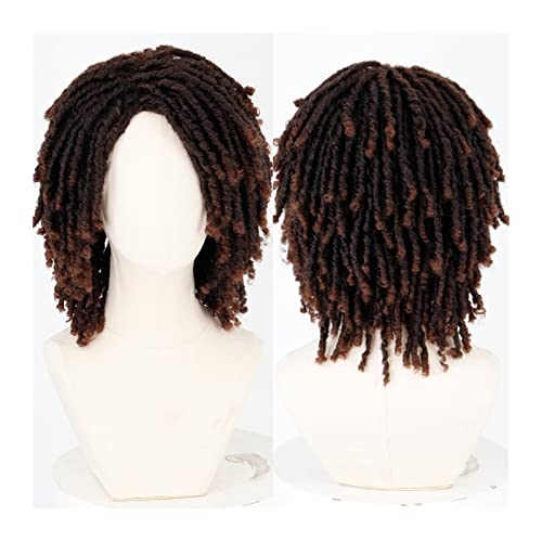 Perücken Kurze geflochtene Perücken for schwarze Frauen, kurze Dreadlock-Perücken, 40,6 cm, Afro-Zöpfe, lockige, synthetische Faux Locs, Twist-Flechten, kurze Perücken perücke fasching (Color : 003, von LUCBEI