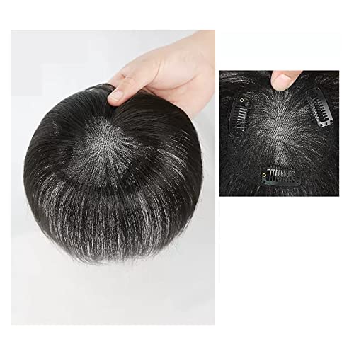 Perücken Perückenstück Damen Kopfhaarersatz Mama Abdeckung Weißes Haar Flauschig Erhöhen Sie die Menge an Echthaar Echthaar Haarteil perücke fasching ( Color : 01-(9x9)15CM black ) von LUCBEI