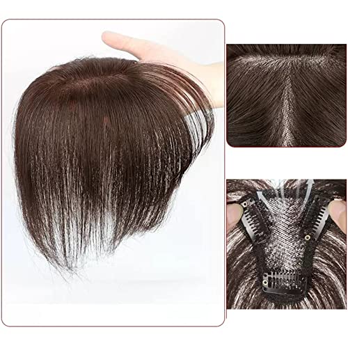 Perücken Pony Perücke Stück Voll Echthaar Patch Fluffy Erhöhen Sie das Haarvolumen Flauschige Abdeckung Graues Haar Für die tägliche Party. ( Color : 14-(8-10)25CM-brown ) von LUCBEI