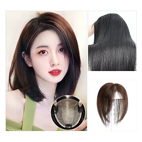 Wigs Wig Piece Ladies Fluffy Head Top Real Hair White Hair Patch Piece Bangs Real Hair Wig Piece Lace Wigs (Color : 02-12x13) 20CM Dark Brown (02 12x13) 20CM Dark Brown von LUCBEI