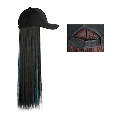 perücken mit kapuze Lange gerade Hut-Perücke, Highlight-Haar-Perücken, natürliche Verbindung, synthetische Baseballkappen-Haar-Perücke, Hut-Perücke, verstellbar for Frauen perücke (Color : 2-L) von LUCBEI