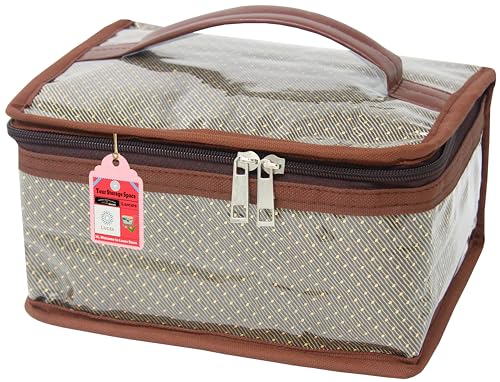 atorakushon Schmuckset für Damen, Make-up-Tasche, Kosmetik, Jhumka, Halskette, Ring, Ohrringe, Schminkschmuck, Braun von LUCES