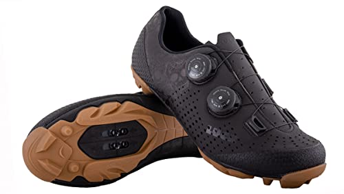 LUCK MTB-Schuhe für Herren und Damen, Carbon-Sohle, Doppel-Drehverschluss, ATOP, Fahrradschuhe für Mountainbike, Schwarz , 45 EU von LUCK