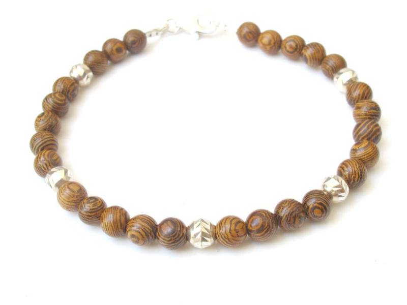 925 Sterling Silber Natürlichen Holz Perlen Armreif Männer Frauen 925 Sterling Silber Natürlichen Holz Perlen Armreif Männer Frauen von LUCKANDSOUL