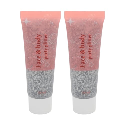 2 Stück Glitzergel für den Körper, Langlebig, Wasserfest, 6 Farben für Gesicht, Körper, Haare, Nägel, Lidschatten, mit Glänzenden Effekten, Perfekt für Partys von LUCKDANO