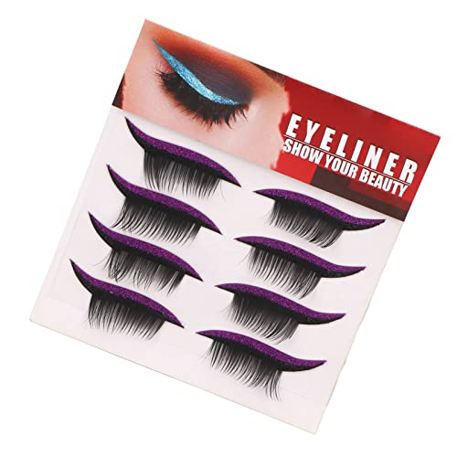 4 Paar Eyeliner-Wimpern-Aufkleber-Set, Wiederverwendbares, Wasserdichtes, Langlebiges, Selbstklebendes Glitzer-Eyeliner-Aufkleber-Set (PURPLE) von LUCKDANO