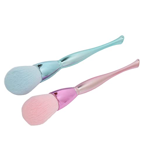 LUCKDANO 2pcs Nagelstaubreiniger Pinsel Elektroplieren Exquisites Nagelstaubpulver Remover Make -up Pinsel Pink Blue ABS Synthetische Faser Home Salon Leichter Kompakt von LUCKDANO