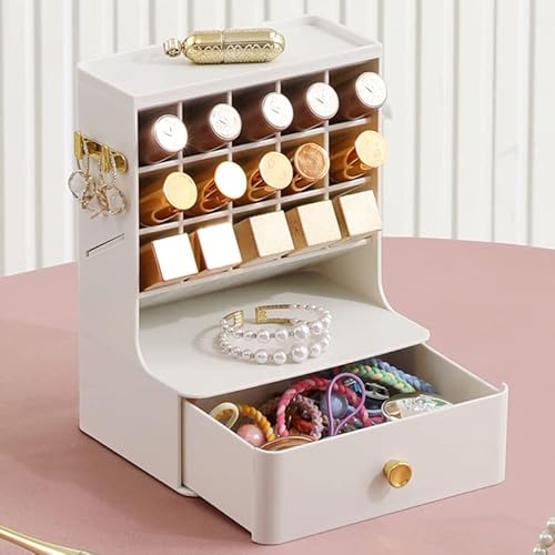 LUCKDANO Cosmetics Storage Box Multifunktionen Organizer Schubladen Make -up Lippenstift Großer Raumschmuck (White) von LUCKDANO