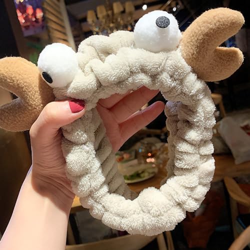 LUCKDANO Make -up -Stirnband Süßes Elastisches Band Hautfreundlicher Leichter Hautpflege -Stirnbänder Zum Waschen des Gesichts (Krabben-Khaki) von LUCKDANO