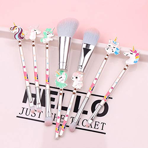 LUCKDANO Metallgriff Kawaii Make -up Pinsel Set Lidschatten Rouge Highlight Concealer mit Aufbewahrungstasche Farbenfroh (COLORFUL) von LUCKDANO