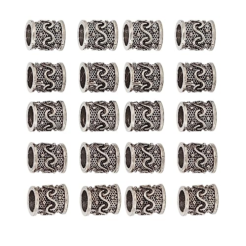 Legierung Bartperle Wikinger Runen Haar Bartperlen für Armbänder Anhänger Halskette Retro DIY Haarzöpfe Antik Silber Bart Armband Halskette Metallperlen 20 Stück von LUCKDANO