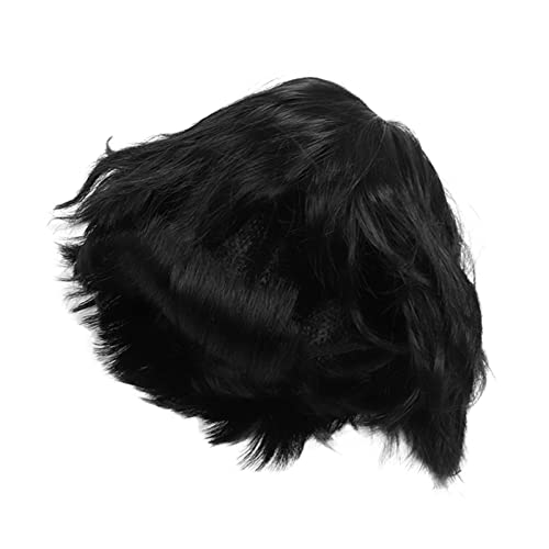 Männliche Perücke, Atmungsaktive Haarteile, Hitzebeständige Perücke, Simulierte Perücke, Damen-Toupet, Schöne Schwarze, Kurze, Gerade Perücke für Cosplay, Halloween, Hochzeit oder von LUCKDANO