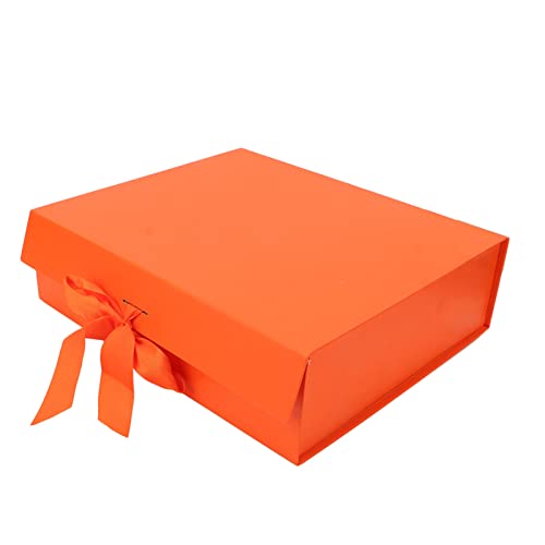 Zusammenklappbare Geschenkbox mit Band Exquisite Verarbeitung Einfache Montage Breites Anwendungsspektrum für Kosmetika Uhren Schmuck Süßigkeiten und Mehr (Orange) von LUCKDANO