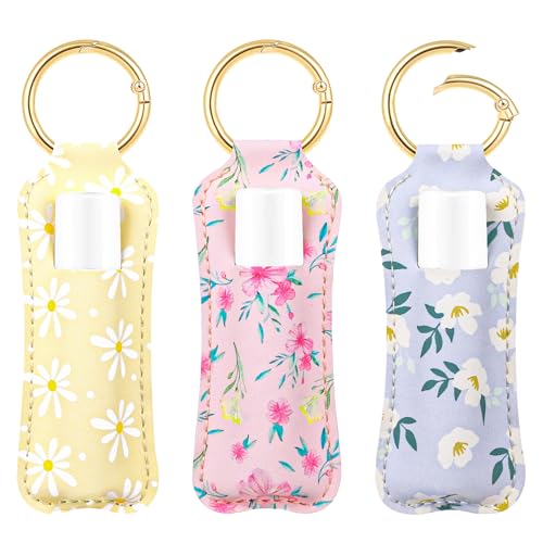 LUCKINEE Lippenstift-Halter aus PU-Leder, weiches Leder, Lippenbalsam-Halter, Schlüsselanhänger, Lipgloss-Halter, Schlüsselanhänger, 3 x Blumendruck, Medium LUCKINEE Lippenstift-Halter aus PU-Leder, weiches Leder, Lippenbalsam-Halter, Schlüsselanhänger, Lipgloss-Halter, Schlüsselanhänger, 3 x Blumendruck, Medium von LUCKINEE