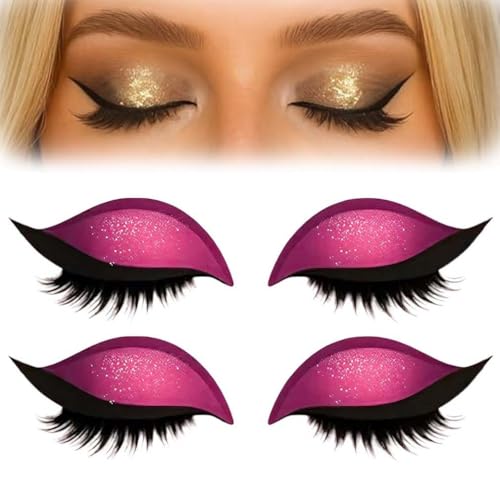 2 Paar Lazy Eye Shadow Eyelash Patch, Lazy Eye Shadow Wimpernpatch, Lidschatten Wimpern Make-up-Aufkleber, 2-in-1 Wiederverwendbare Augen-Make-up-Aufkleber, Lazy Makeups-Tool (Rosa) von LUCKKY