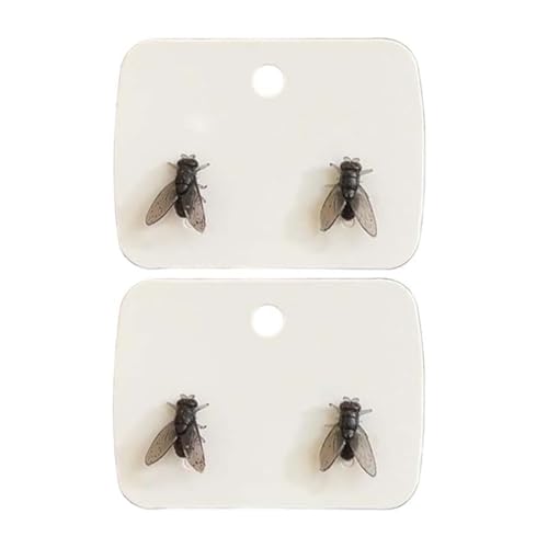 2 Paar Realistic Fly Earrings, Realistische Fliegenohrringe, Simulation Mini personalisierte Fliegen Ohrstecker, Streich Simulierte Tier-Ohrringe, Lustige Ohrringe Geschenk für Frauen (Schwarz) von LUCKKY
