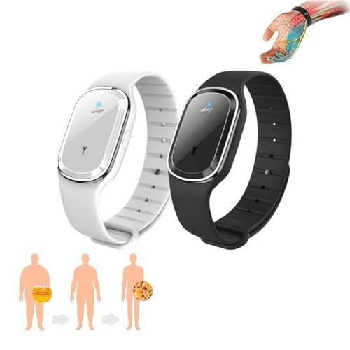 2 GFOUK Ultrasonic Wristbands, Neue Ultraschall-Armbänder für Lymphdrainage, Titanium-Armband für Männer und Frauen (Schwarz+Weiß) von LUCKKY