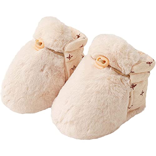 Baby Karikatur-Plüsch-Baumwollschuhe,Säugling Jungs Mädchen Warm Hausschuhe,Winter Weich Rutsch-fest Baby Schuhe,Neugeborenes rutschfeste Greifer Winterschuhe,Winter Schuhe (12-18 Monate Baby, beige) von LUCKKY