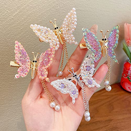 Fliegende Schmetterlings-Haarnadel,Schmetterling Haarspangen zarte Frauen Haarspangen rutschfest Mode Haarspangen Haarschmuck,3D Glänzende Schmetterling Haarspangen,für Frauen Mädchen (4pcs) von LUCKKY